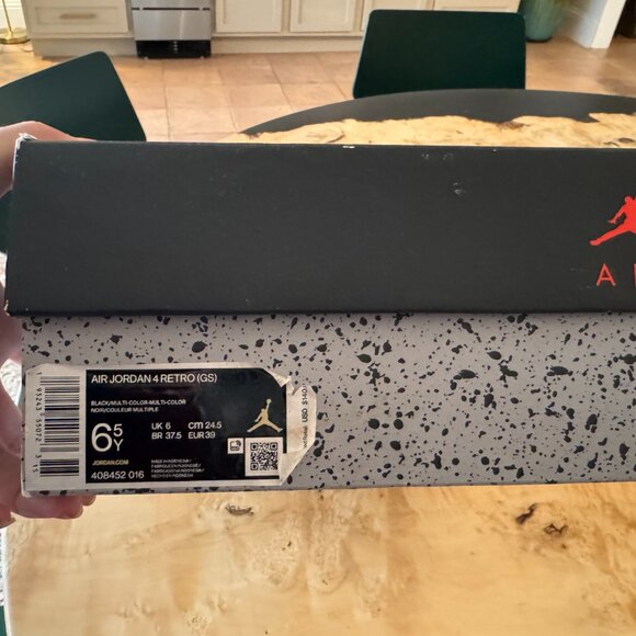 Air Jordan 4 Retro GS Black Red “Bred” | Youth 6.5Y | Worn | Box Included - Picture 6 of 7